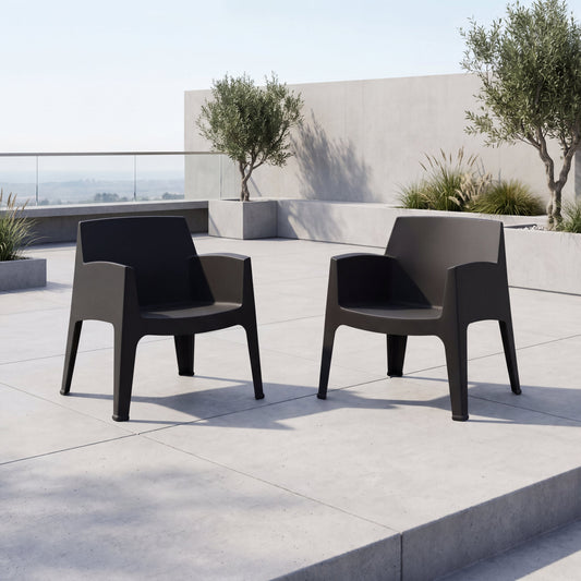 Set de 2 Sillas Lounge Coron, Negro, con Diseño Robusto y Minimalista