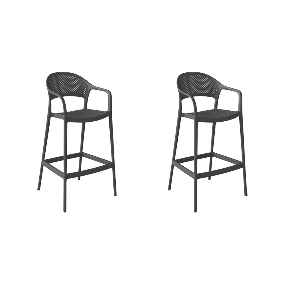 Set de 2 Sillas para Bar Curitiva, Negro, con Reposa Pies Doble Proposito