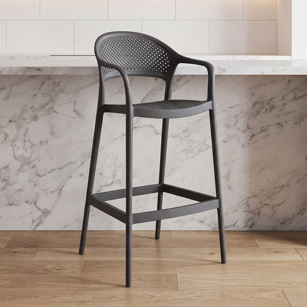 Silla para Bar Curitiva, Negro, con Reposa Pies Doble Proposito
