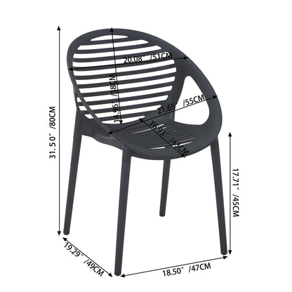 Set de 4 Sillas Tokio con Brazos, Color Negro, con Espaldar y Diseño Moderno