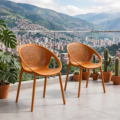 Set de 2 Sillas Selva con Brazos, Color Naranja, con Espaldar