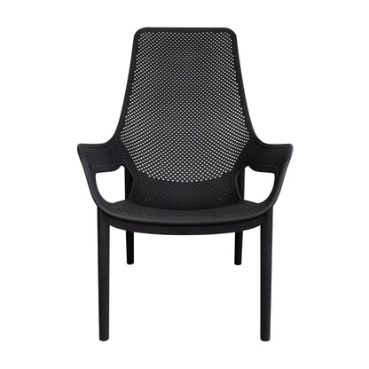 Silla Lounge Mayorca, Negro, con Espaldar y Reposa Brazos, en ambiente