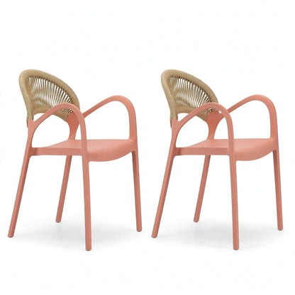 Set de 2 Sillas Daytona, Salmón, con Espaldar, Reposa Brazos y Diseño Minimalista