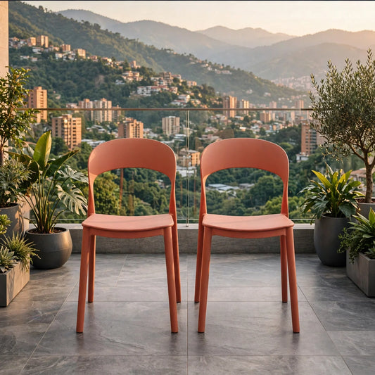 Set de 2 Sillas Sevilla, Color Salmón, con Espaldar Liso y Diseño Minimalista