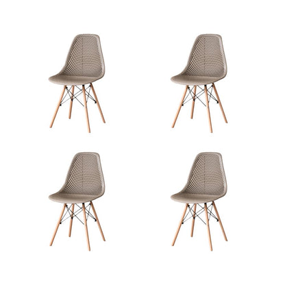 Set de 4 Sillas Aira, Color Taupe, con Espaldar y Patas en Madera