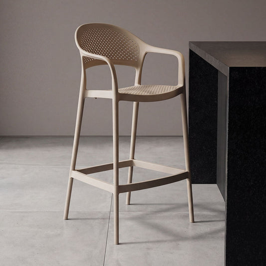 Silla para Bar Curitiva, Taupe, con Reposa Pies Doble Proposito
