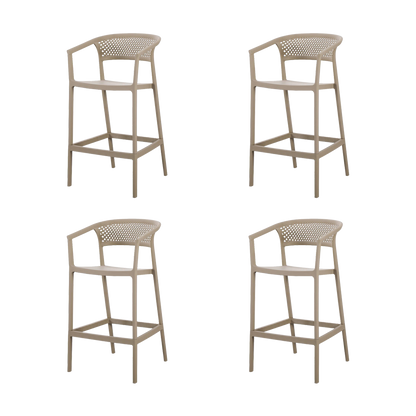 Set de 4 Sillas para Bar Salvador, Taupe, con Reposa Pies Doble Proposito