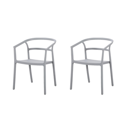 Set de 2 Sillas Porto, Gris, con Espaldar Minimalista y Diseño Moderno