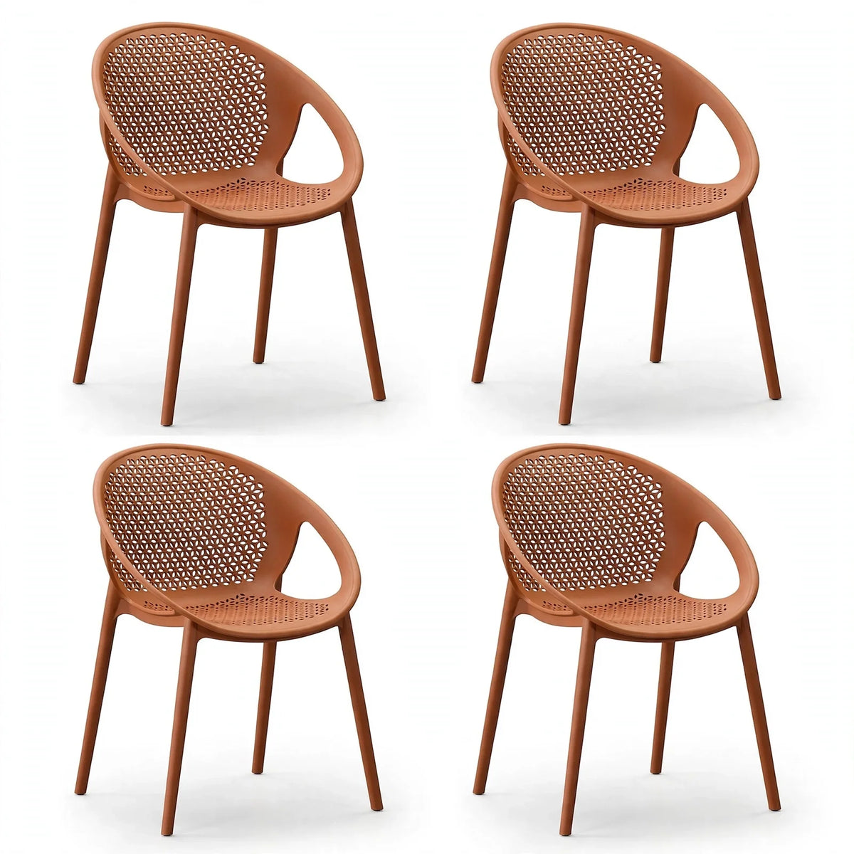 Set de 4 Sillas Selva con Brazos, Color Terracota, con Espaldar