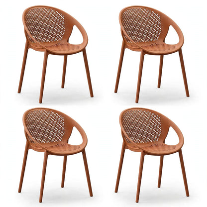 Set de 4 Sillas Selva con Brazos, Color Terracota, con Espaldar