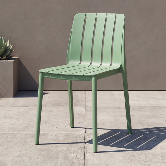 Silla Alice, Color Verde, con Espaldar y Diseño Minimalista