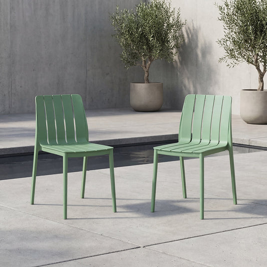 Set de 2 Sillas Alice, Color Verde, con Espaldar y Diseño Minimalista