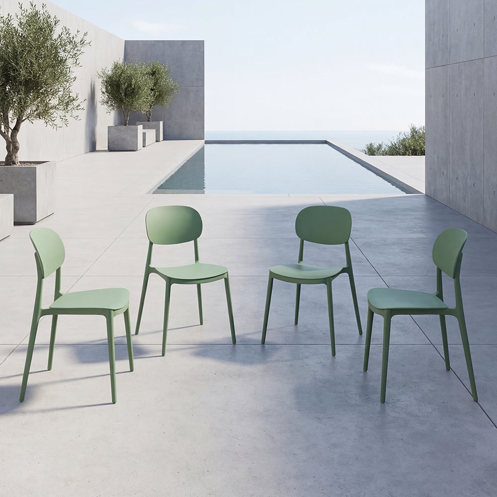 Set de 4 Sillas Milán, Color Verde, con Espaldar y Diseño Moderno