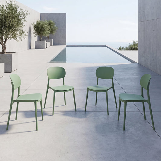 Set de 4 Sillas Milán, Color Verde, con Espaldar y Diseño Moderno