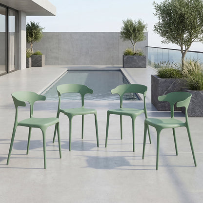 Set de 4 Sillas Elena, Color Verde, Diseño Moderno