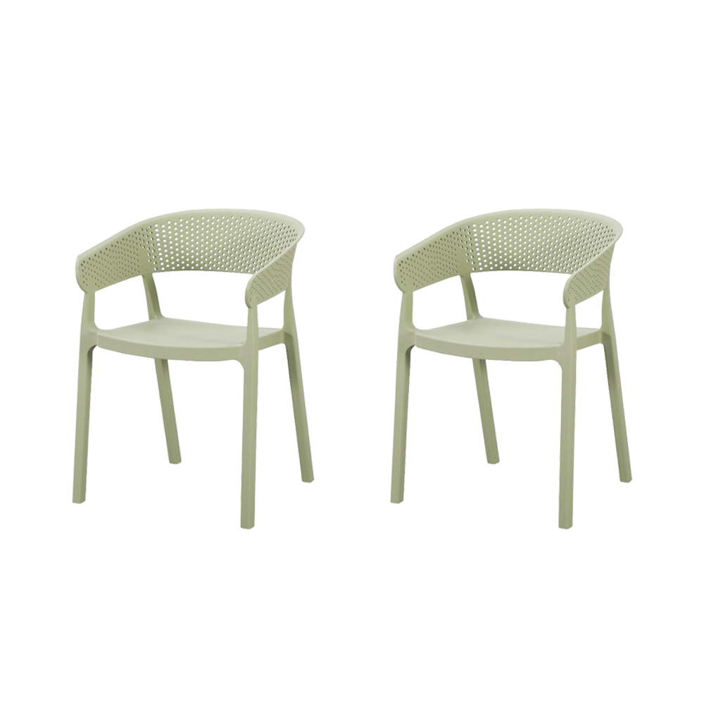 Set de 2 Sillas Manaos, Verde, con Espaldar Minimalista y Diseño Moderno