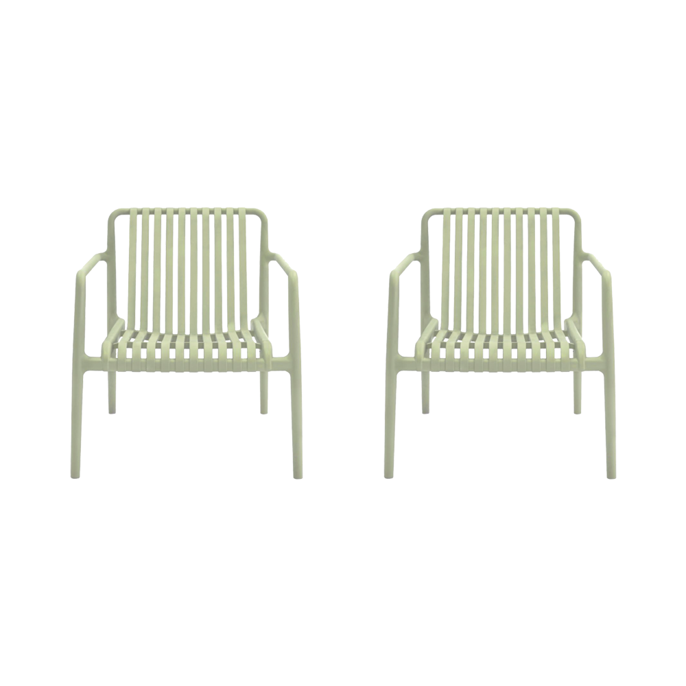 Set de 2 Sillas Lounge Parma, Verde, con Espaldar y Diseño Moderno
