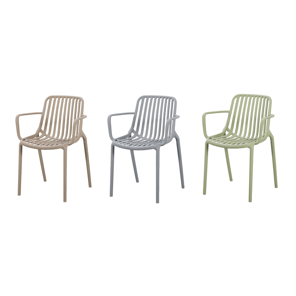 Set de 3 Sillas Premium, Color Verde - Gris y Taupe, con Espaldar