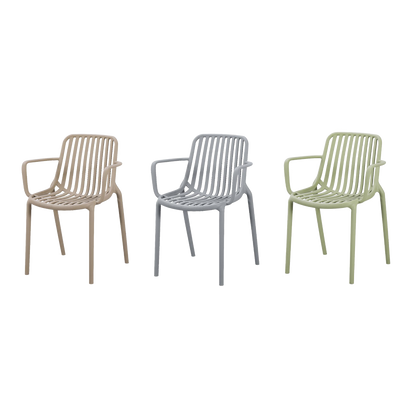 Set de 3 Sillas Premium, Color Verde - Gris y Taupe, con Espaldar