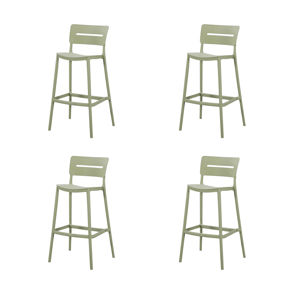 Set de 4 Sillas para Bar Manila, Verde, con Espaldar Rectangular y Diseño Moderno
