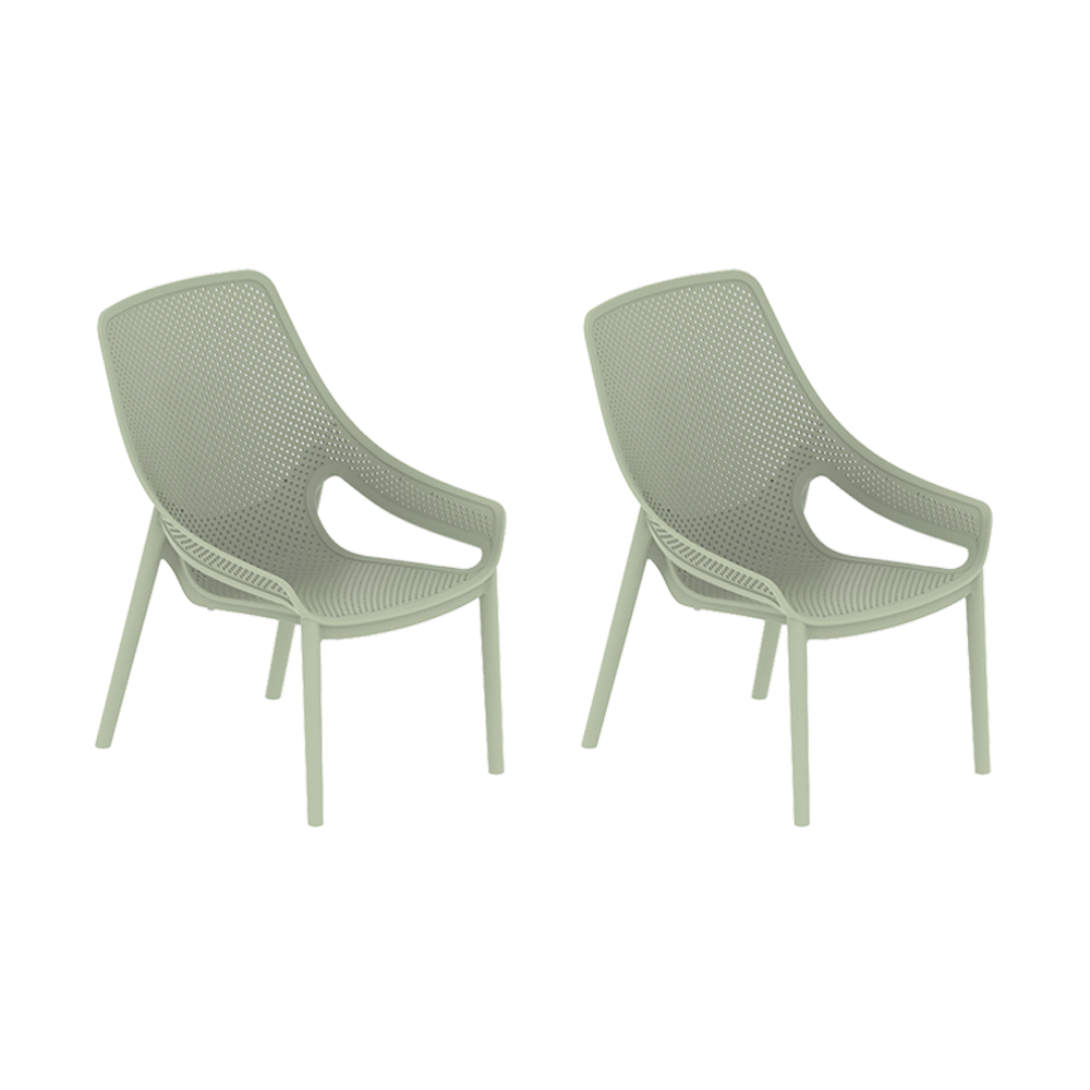 Set de 2 Sillas Lounge Ibiza, Verdematcha, con Espaldar y Reposa Brazos
