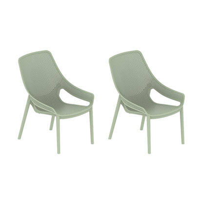 Set de 2 Sillas Lounge Ibiza, Verdematcha, con Espaldar y Reposa Brazos