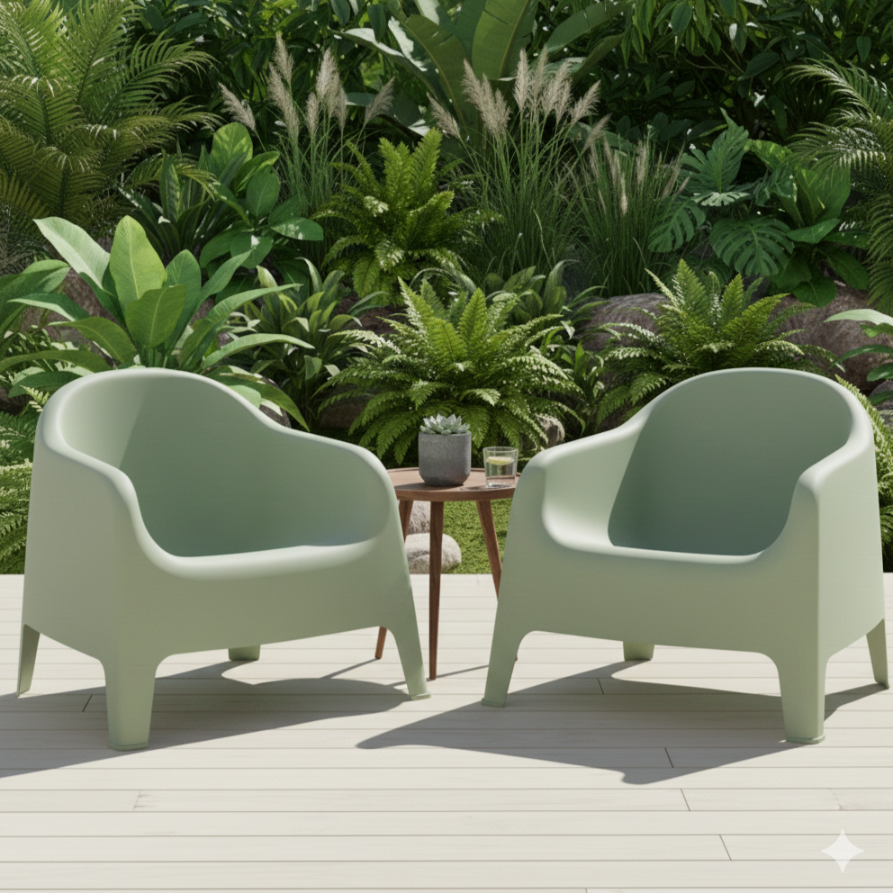 Silla Lounge Sun, Verdematcha, Cómoda para Terraza o Jardín