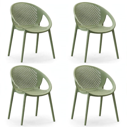 Set de 4 Sillas Selva con Brazos, Color Verde, con Espaldar