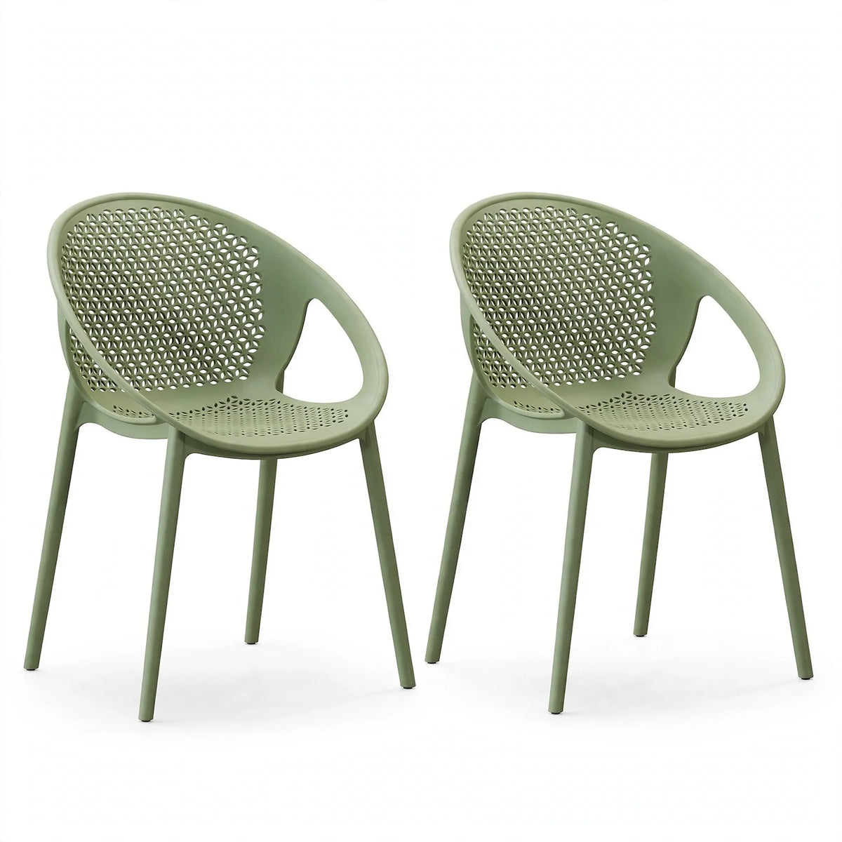 Set de 2 Sillas Selva con Brazos, Color Verde, con Espaldar