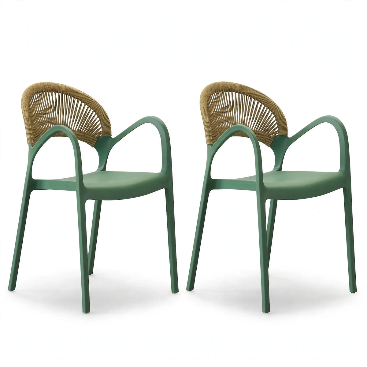 Set de 2 Sillas Daytona, Verde, con Espaldar, Reposa Brazos y Diseño Minimalista