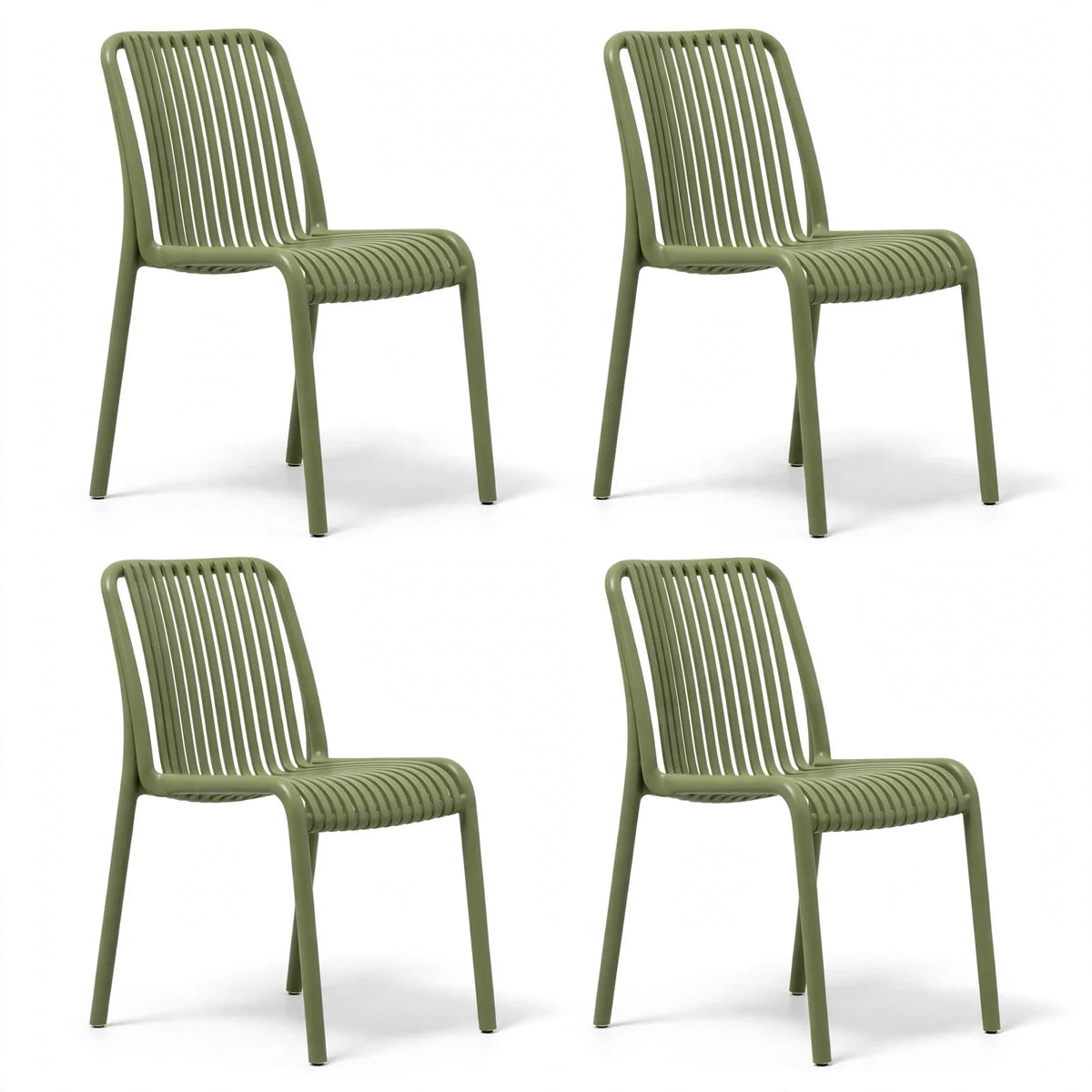 Set de 4 Sillas Terra, Color Verde, con Espaldar