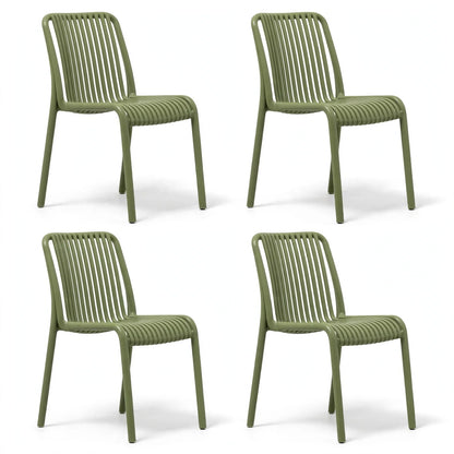 Set de 4 Sillas Terra, Color Verde, con Espaldar