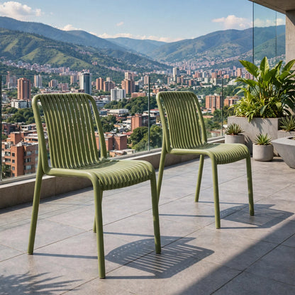 Set de 2 Sillas Terra, Color Verde, con Espaldar
