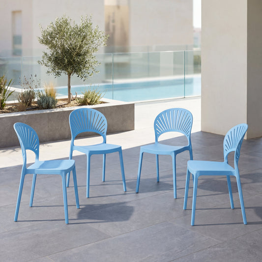 Set de 4 Sillas Paraíso, Color Azul, con Espaldar y Diseño Moderno