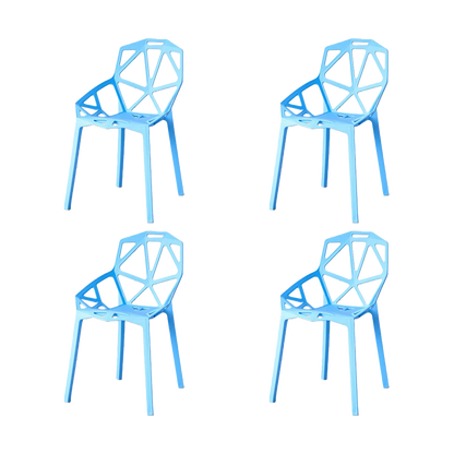 Set de 4 Sillas Roxy, Color Azul, con Espaldar y Diseño Moderno