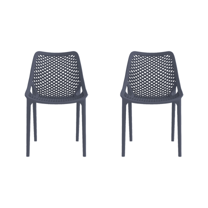 Set de 2 Sillas Miame, Gris Oscuro, con Espaldar y Reposa Brazos