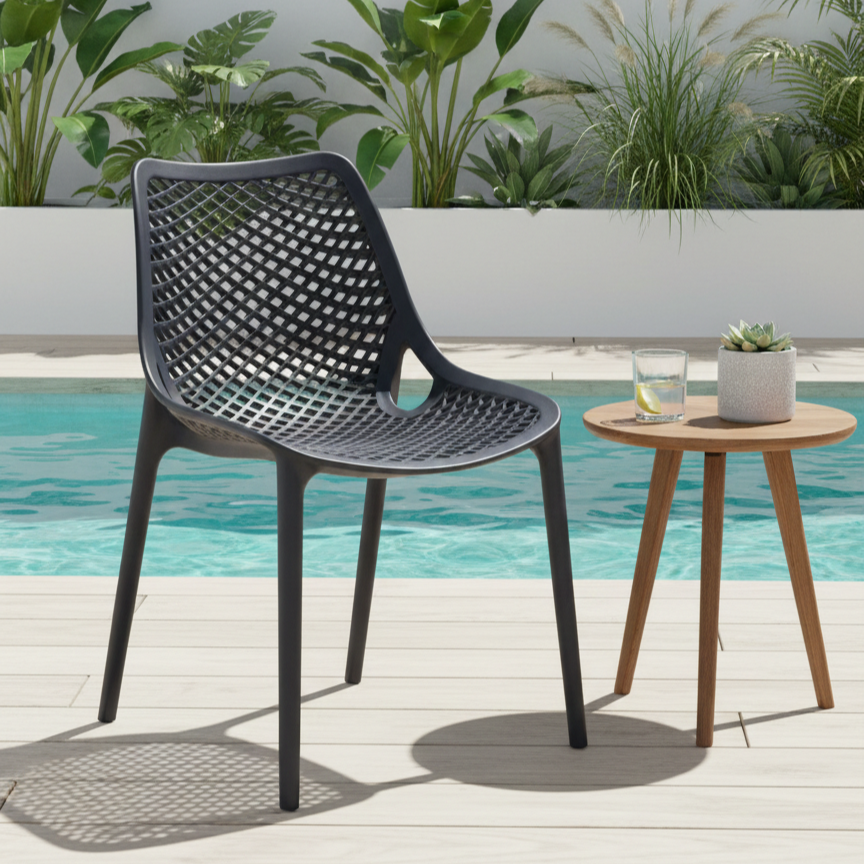 Set de 4 Sillas Miame, Negro, con Espaldar y Reposa Brazos