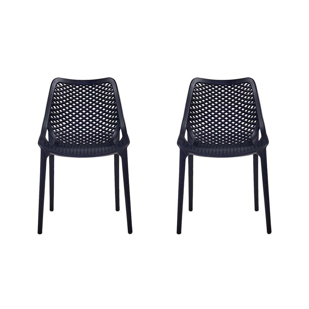 Set de 2 Sillas Miame, Negro, con Espaldar y Reposa Brazos