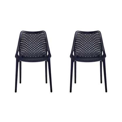 Set de 2 Sillas Miame, Negro, con Espaldar y Reposa Brazos