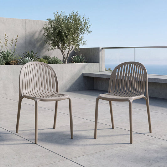 Set de 2 sillas Marruecos taupe con espaldar en rayas