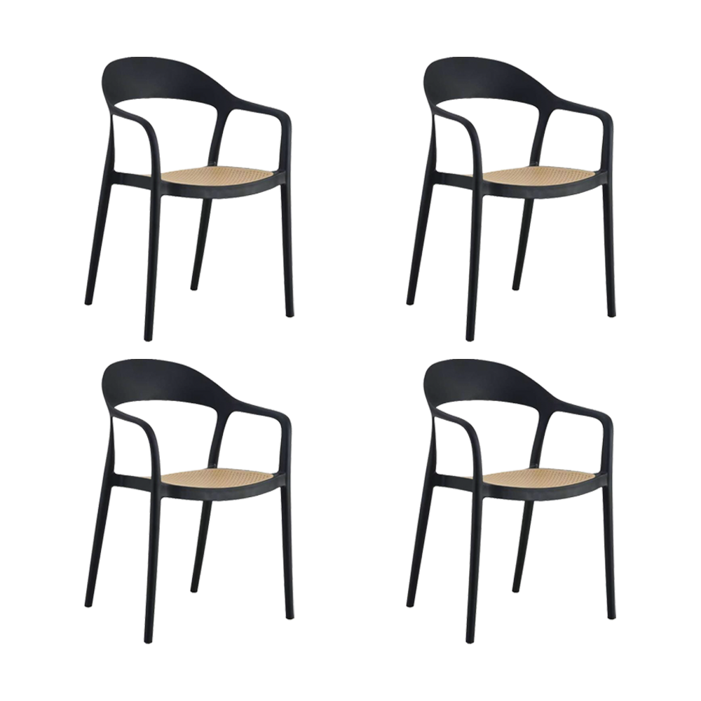 Set de 4 Sillas Río, Negro y Beige, con Espaldar Abierto y Diseño Moderno