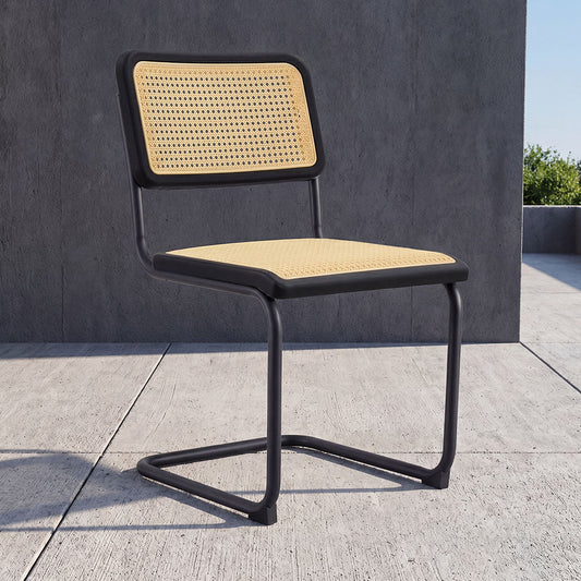 Silla Vintage, Negro y Beige, con Espaldar Transpirable y Diseño Retro