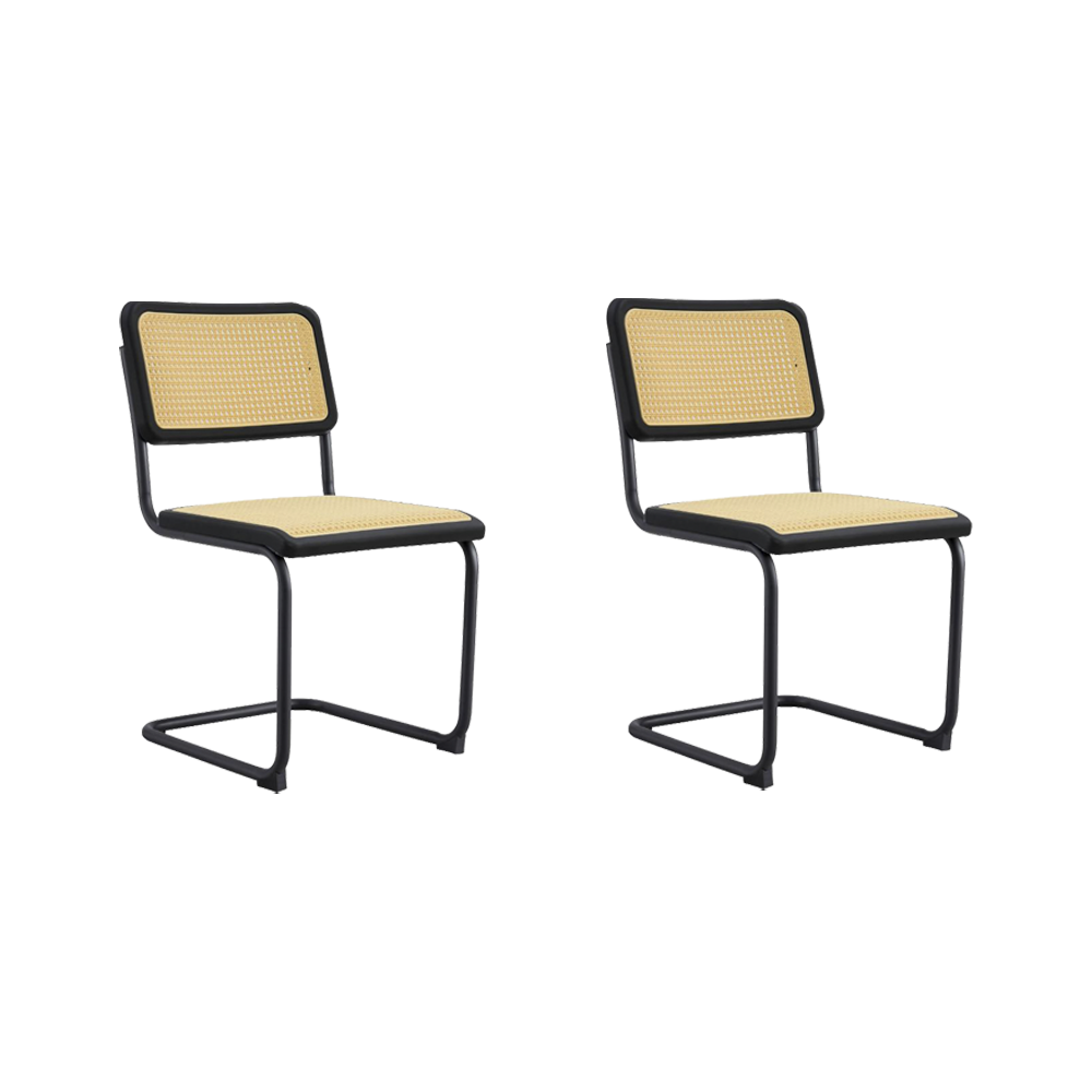 Set de 2 Sillas Vintage, Negro y Beige, con Espaldar Transpirable y Diseño Retro, vista frontal