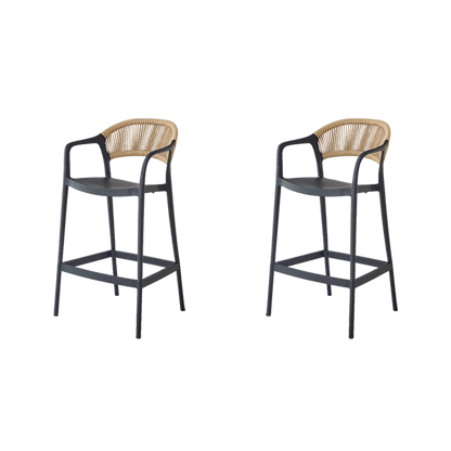 Set de 2 Sillas para Bar Balí, Negro, Doble propósito con Reposa Pies