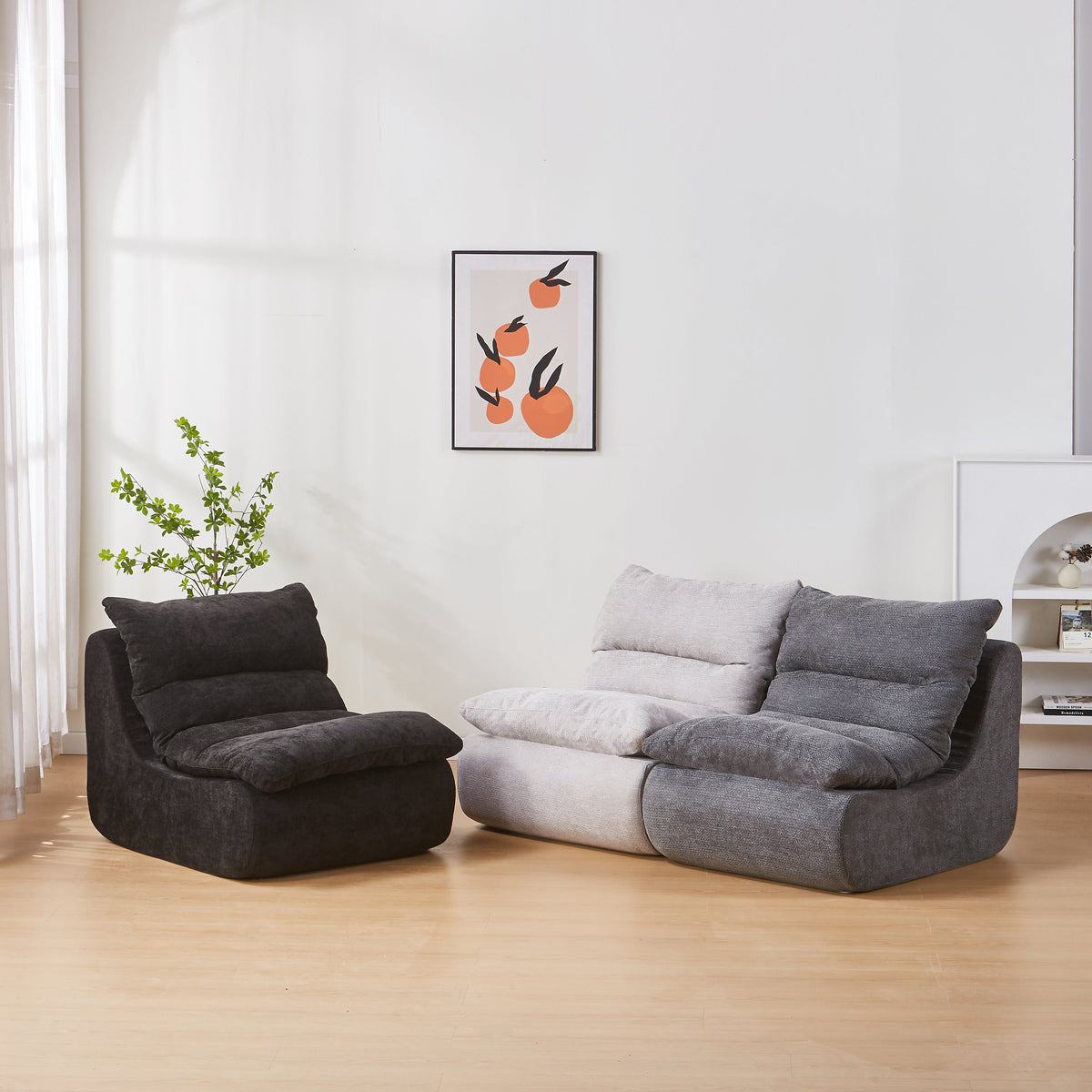 Sofá individual Tokyo gris oscuro en tela de 79 x 79 x 96 cm – vista 2