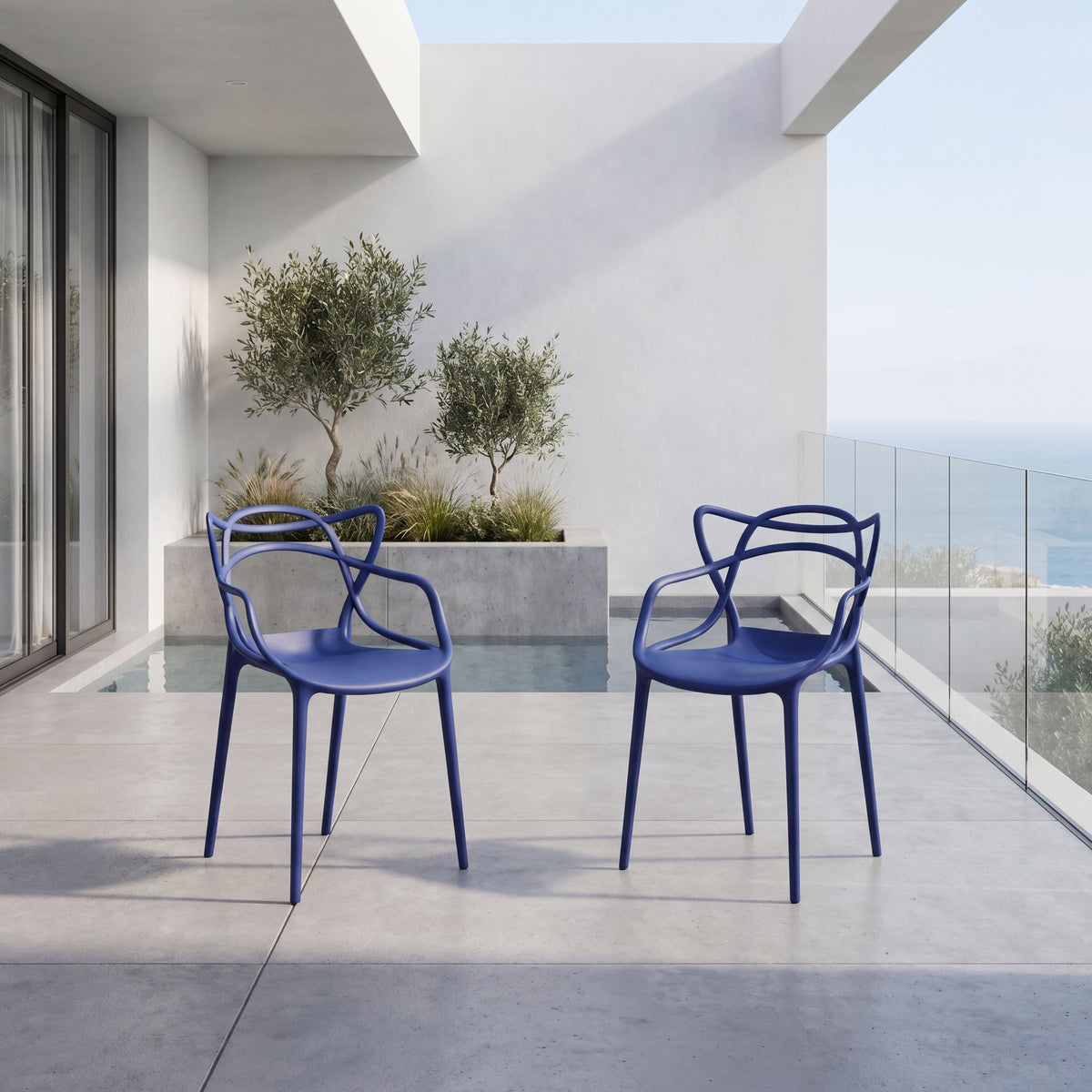 Set de 2 Sillas Palermo, Color Azul, con Espaldar y Diseño Moderno