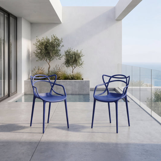 Set de 2 Sillas Palermo, Color Azul, con Espaldar y Diseño Moderno