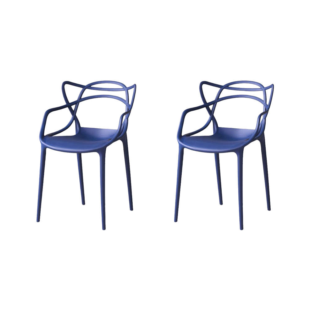 Set de 2 Sillas Palermo, Color Azul, con Espaldar y Diseño Moderno