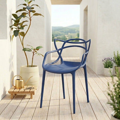 Set de 4 Sillas Palermo, Color Azul, con Espaldar y Diseño Moderno