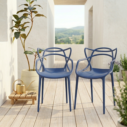 Set de 2 Sillas Palermo, Color Azul, con Espaldar y Diseño Moderno